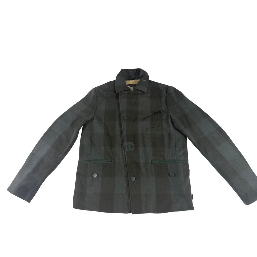 Skunkfunk Women's S Plaid Wool Jacket Sherpa Lined Green Black‎ Academia Classic